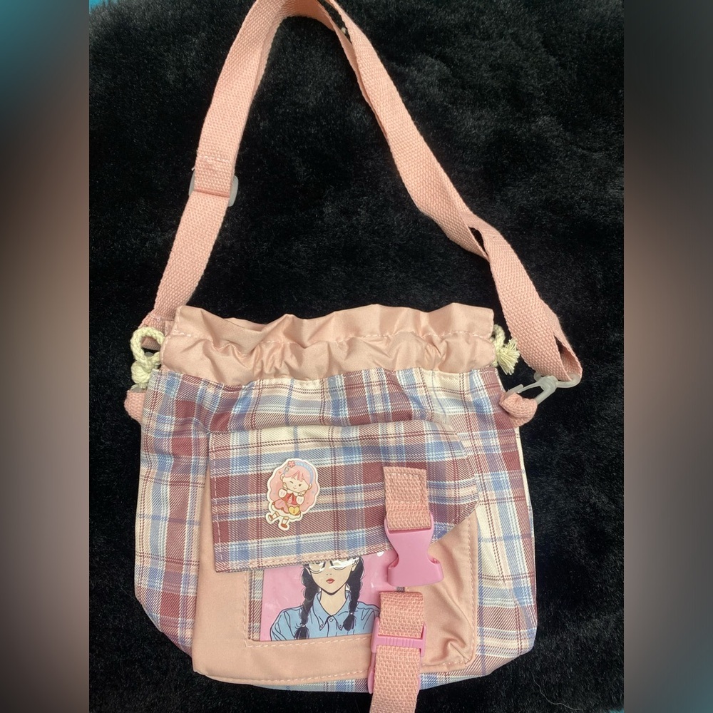 Plaid Pink Shoulder Bag for Little Girls